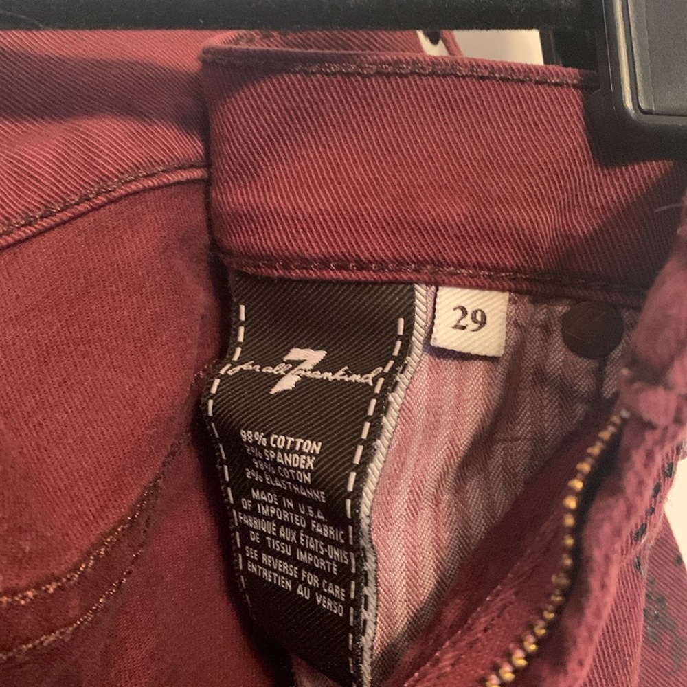 7 For All Mankind maroon skinny jeans, size 29 - Picture 5 of 6
